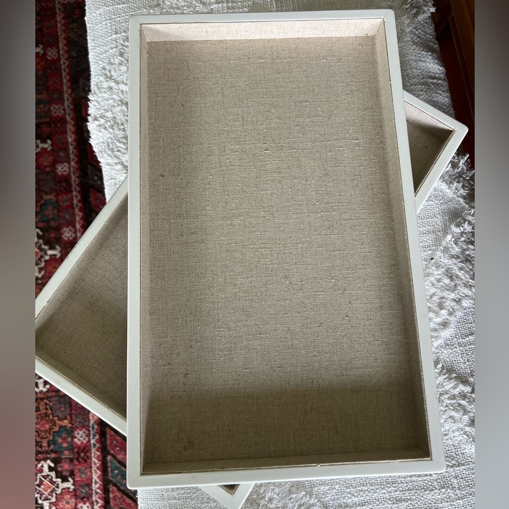 5PC Stella & Dot linen trays, jewelry display